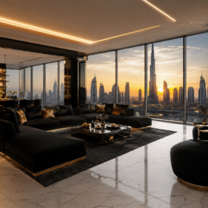Luxury Penthouse Living Room – Ultra Realistic Interior Design Prompt